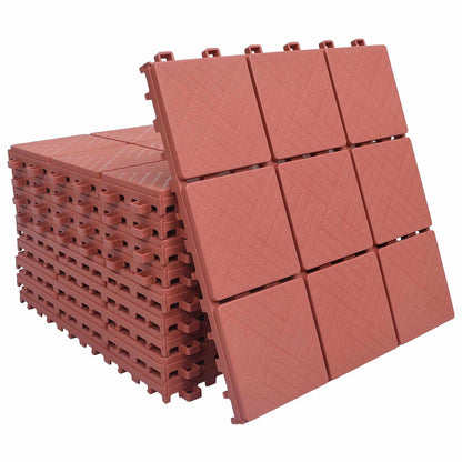 Piastrella per Decking 10 pcs Rosso 30,5 x 30,5 x 2,2 cm