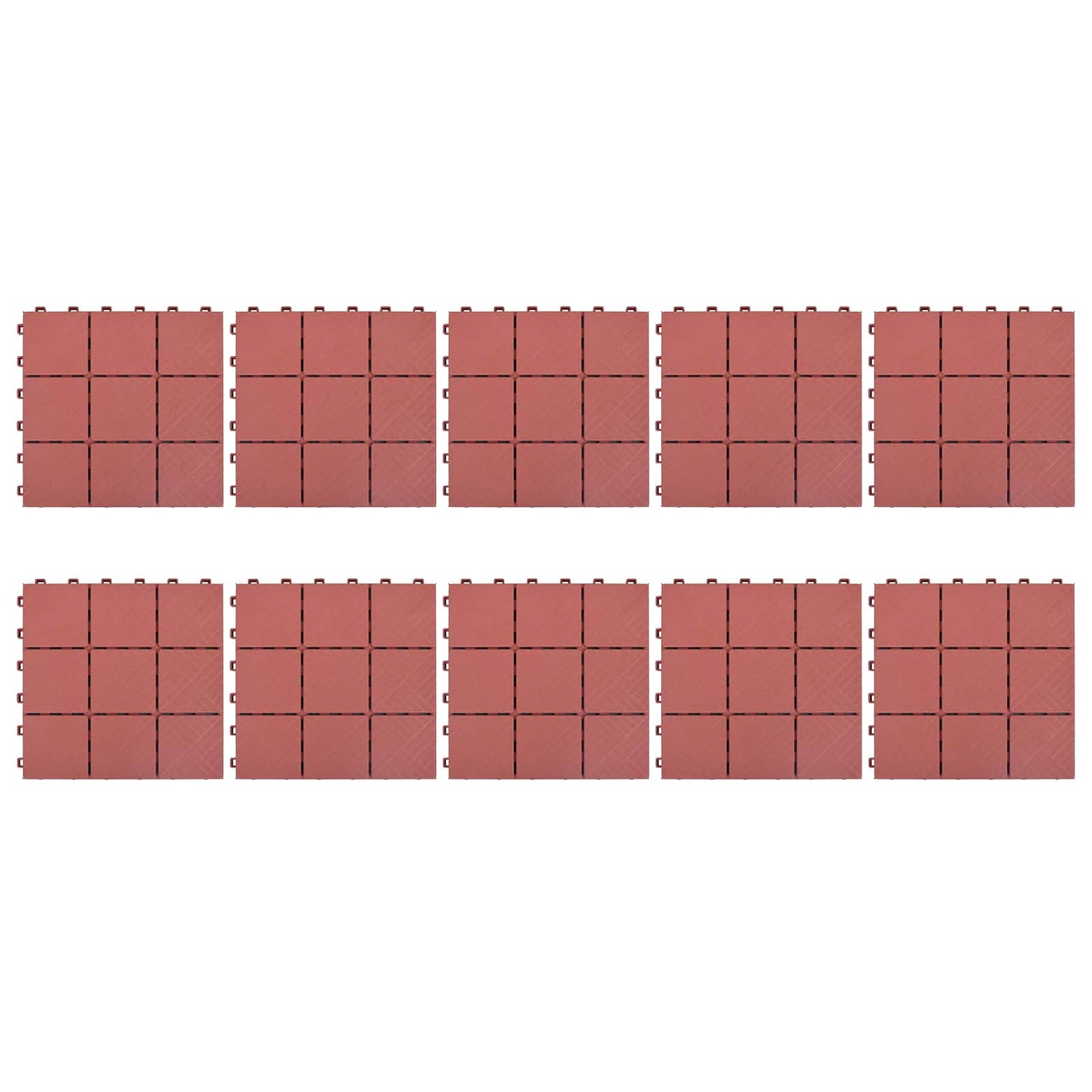 Piastrella per Decking 10 pcs Rosso 30,5 x 30,5 x 2,2 cm