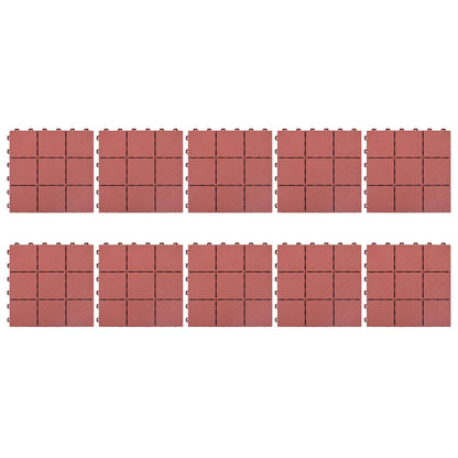 Piastrella per Decking 10 pcs Rosso 30,5 x 30,5 x 2,2 cm
