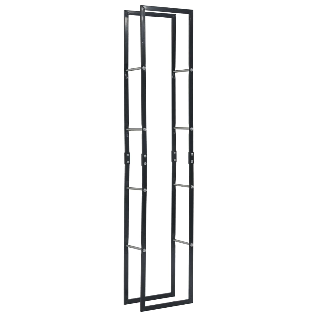 Rastrelliera per Legna da Ardere Nera 40x25x200 cm in Acciaio