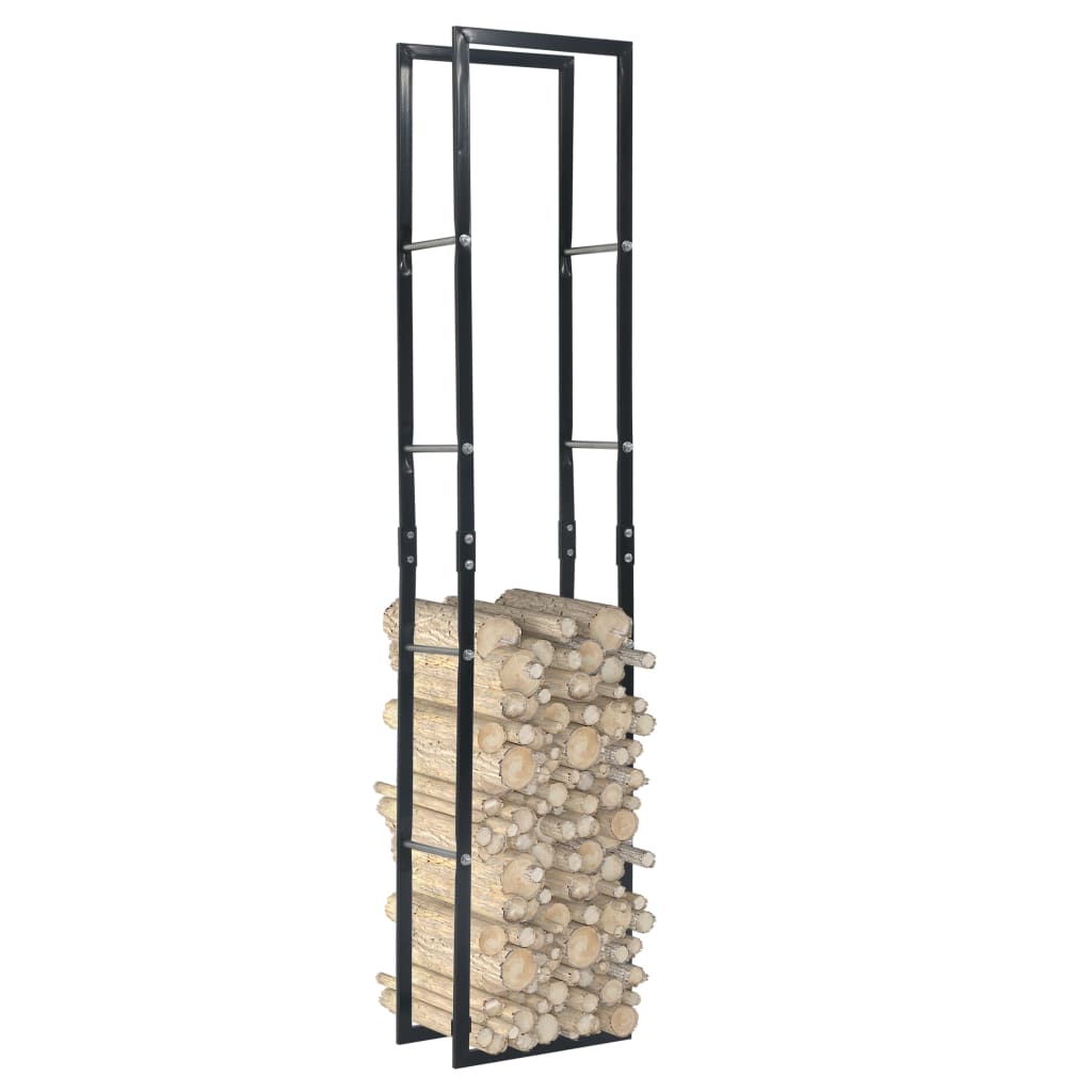 Rastrelliera per Legna da Ardere Nera 40x25x200 cm in Acciaio