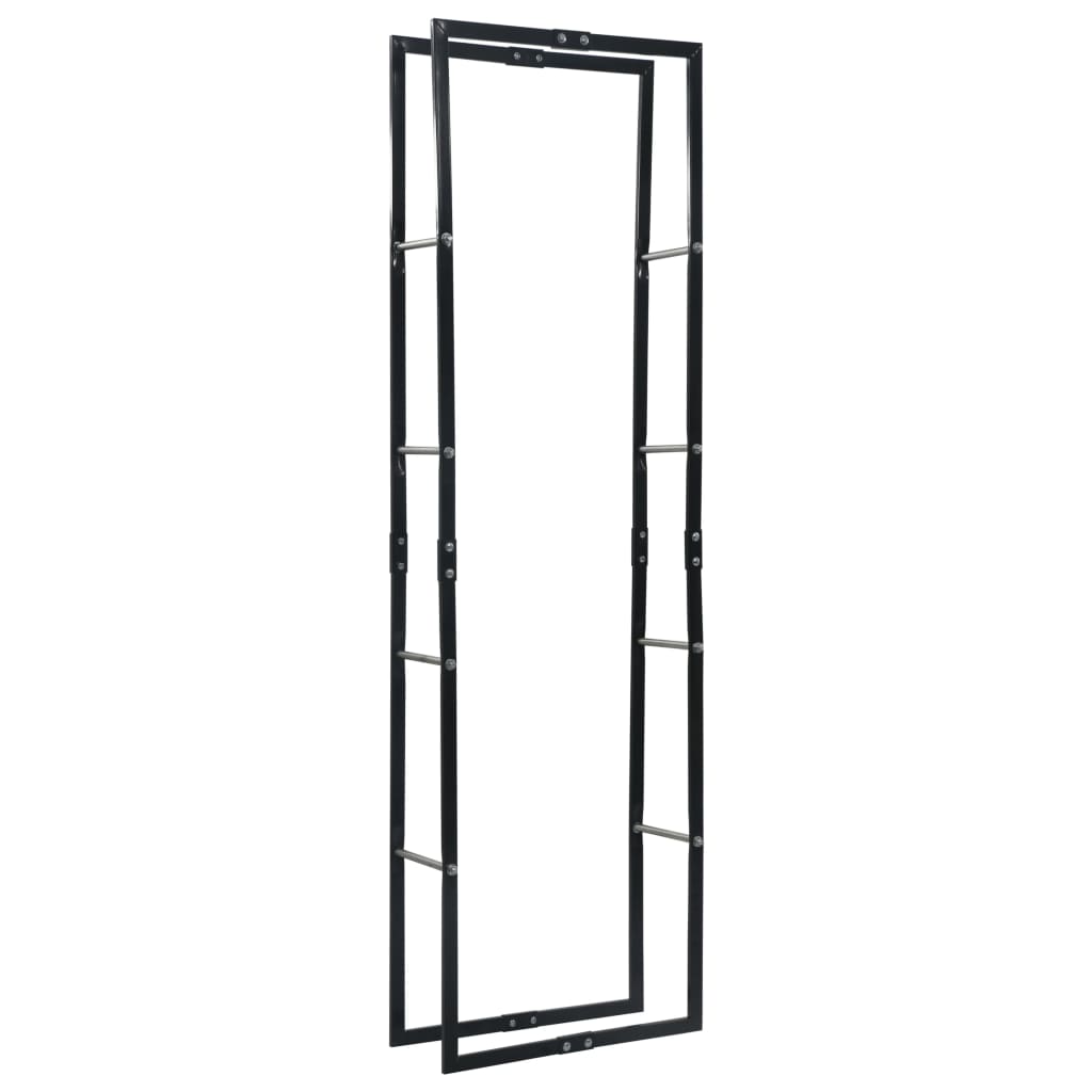 Rastrelliera per Legna da Ardere Nera 60x25x200 cm in Acciaio