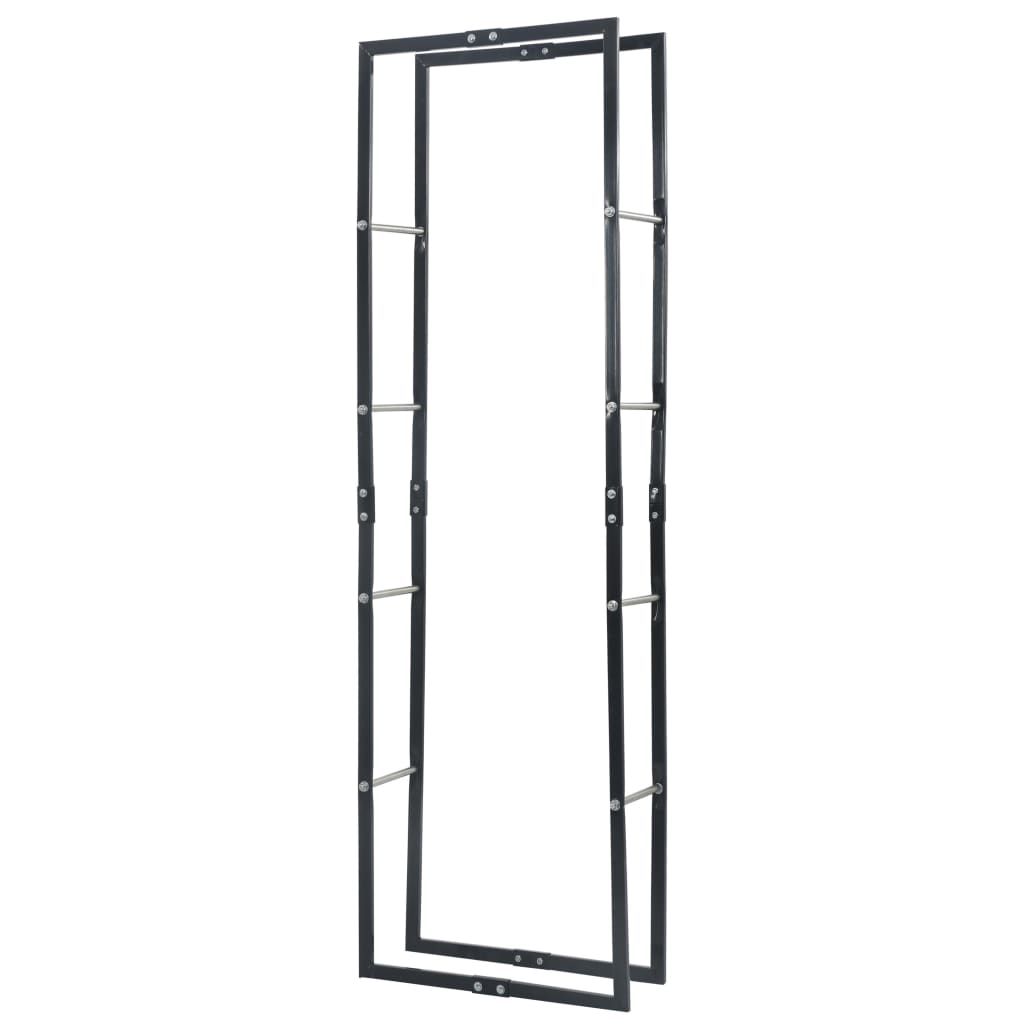 Rastrelliera per Legna da Ardere Nera 60x25x200 cm in Acciaio
