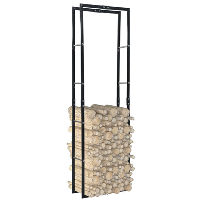Rastrelliera per Legna da Ardere Nera 60x25x200 cm in Acciaio