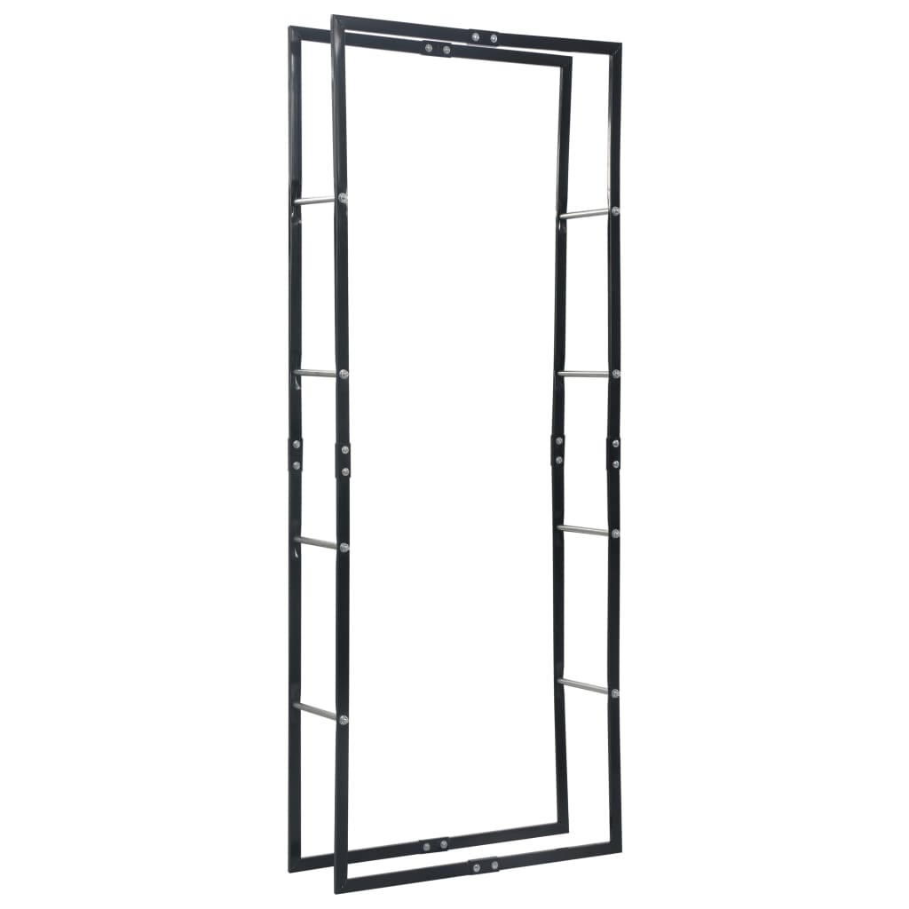Rastrelliera per Legna da Ardere Nera 80x25x200 cm in Acciaio