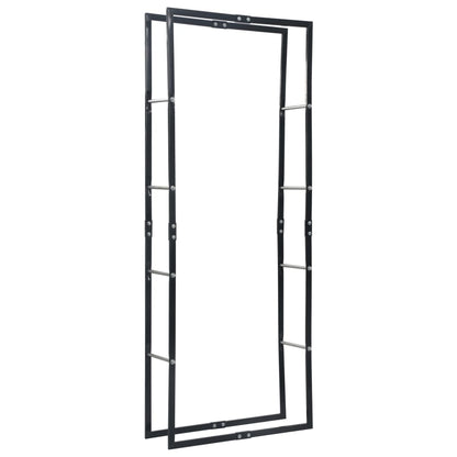 Rastrelliera per Legna da Ardere Nera 80x25x200 cm in Acciaio
