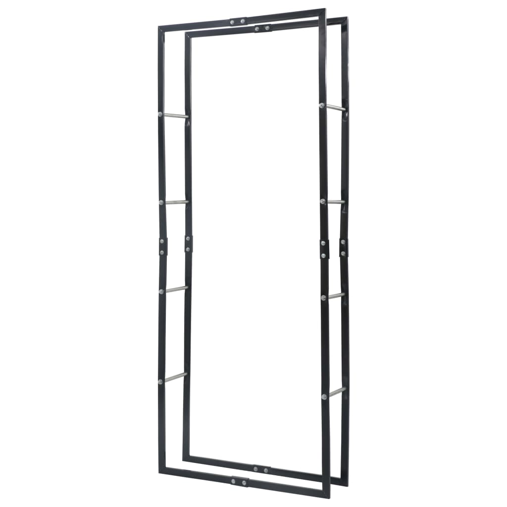 Rastrelliera per Legna da Ardere Nera 80x25x200 cm in Acciaio