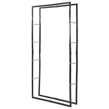 Rastrelliera per Legna da Ardere Nera 100x25x200 cm in Acciaio