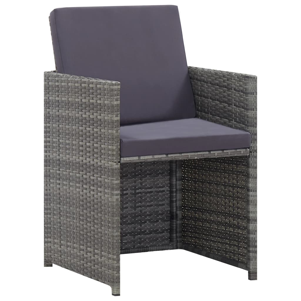 Set da Pranzo da Giardino 5 pz Polyrattan e Acacia Antracite