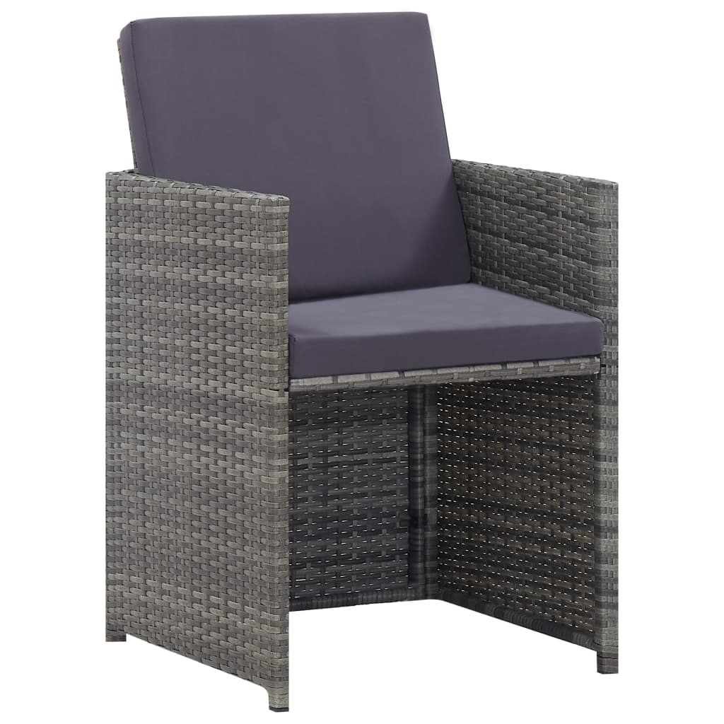 Set da Pranzo da Giardino 9 pz Polyrattan e Acacia Antracite