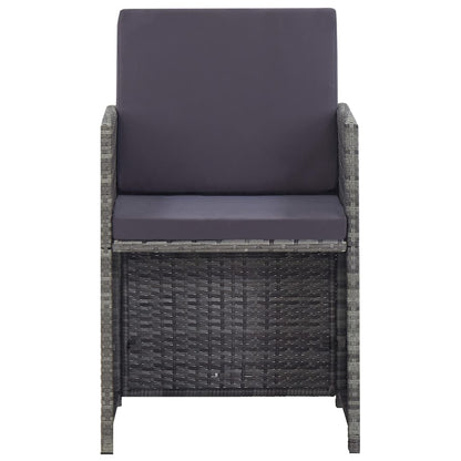 Set da Pranzo da Giardino 9 pz Polyrattan e Acacia Antracite