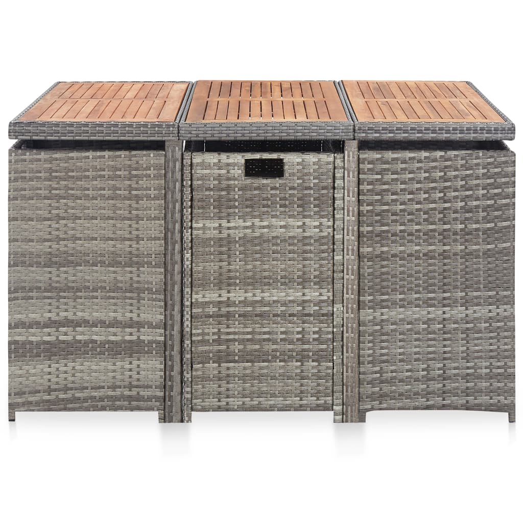 Set da Pranzo da Giardino 11 pz Polyrattan e Acacia Antracite