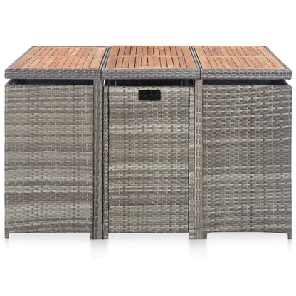 Set da Pranzo da Giardino 11 pz Polyrattan e Acacia Antracite
