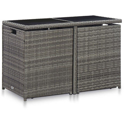 Set da Bistrot 3 pz con Cuscini in Polyrattan Grigio