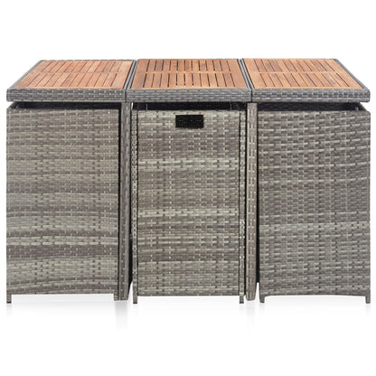 Set da Pranzo da Giardino 11 pz con Cuscini Polyrattan Grigio