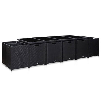 Set da Pranzo da Giardino 13 pz con Cuscini in Polyrattan Nero