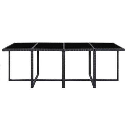 Set da Pranzo da Giardino 13 pz con Cuscini in Polyrattan Nero