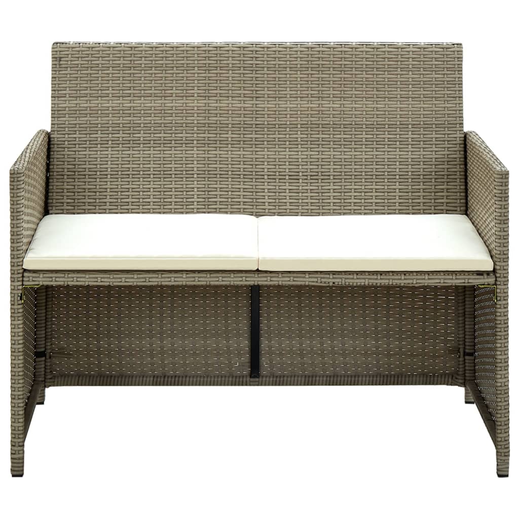 Set Divani da Giardino 4 pz con Cuscini in Polyrattan Beige