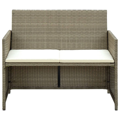 Set Divani da Giardino 4 pz con Cuscini in Polyrattan Beige