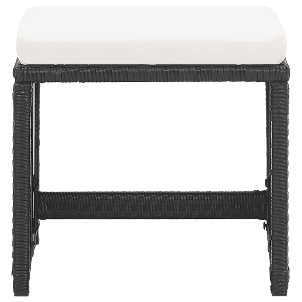 Sgabelli da Giardino 2 pz con Cuscini in Polyrattan Nero