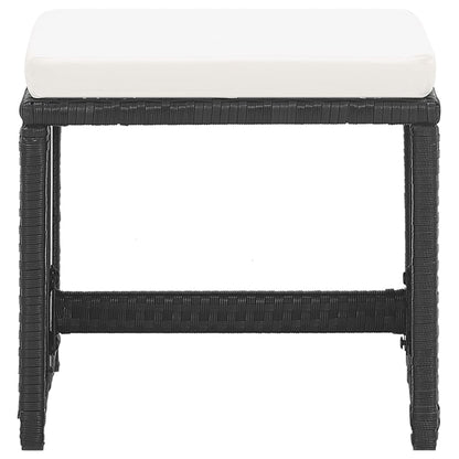 Sgabelli da Giardino 2 pz con Cuscini in Polyrattan Nero