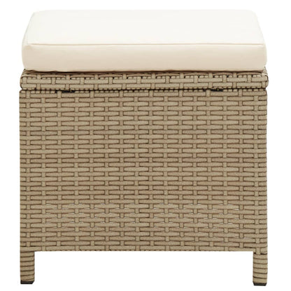 Sgabelli da Giardino 2 pz con Cuscini in Polyrattan Beige