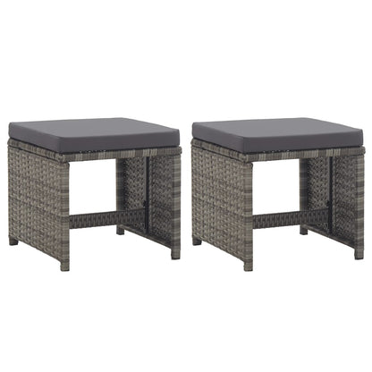 Sgabelli da Giardino 2 pz con Cuscini in Polyrattan Antracite