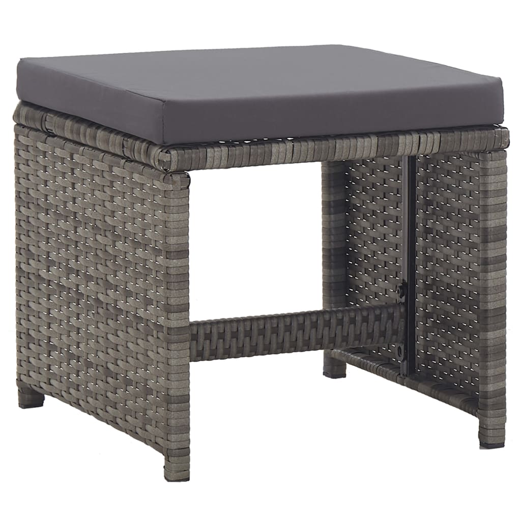 Sgabelli da Giardino 2 pz con Cuscini in Polyrattan Antracite