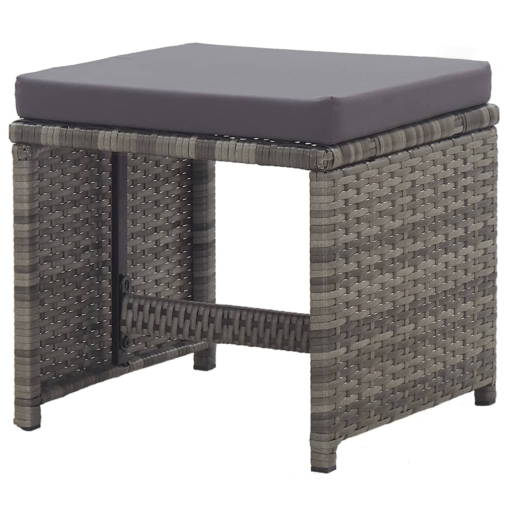 Sgabelli da Giardino 2 pz con Cuscini in Polyrattan Antracite