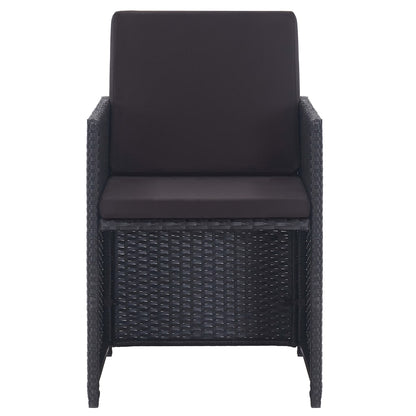 Set da Pranzo da Giardino 15 pz con Cuscini in Polyrattan Nero