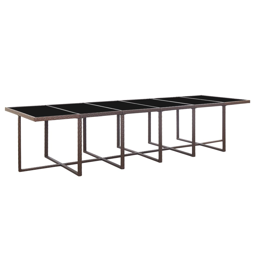 Set da Pranzo da Giardino 17 pz con Cuscini Polyrattan Marrone