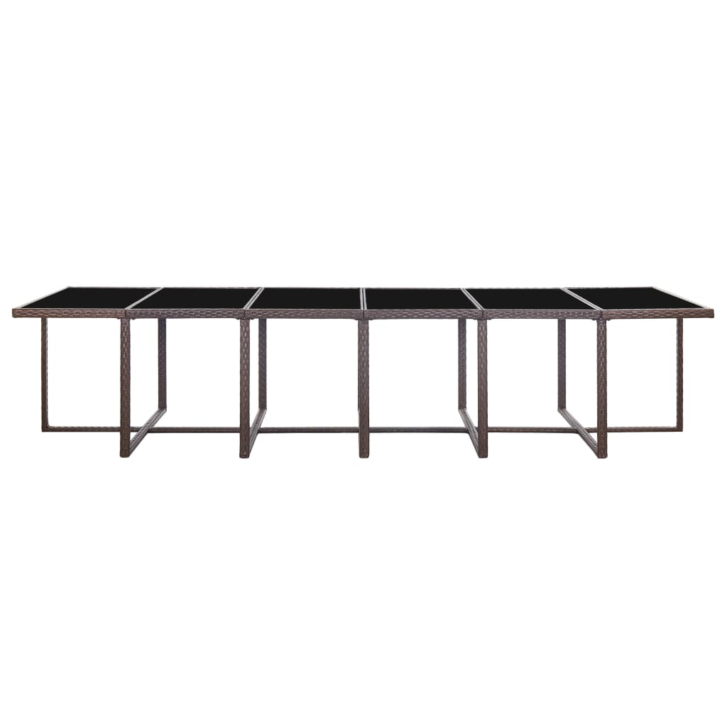 Set da Pranzo da Giardino 17 pz con Cuscini Polyrattan Marrone