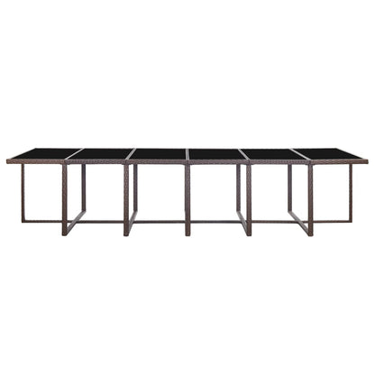 Set da Pranzo da Giardino 17 pz con Cuscini Polyrattan Marrone