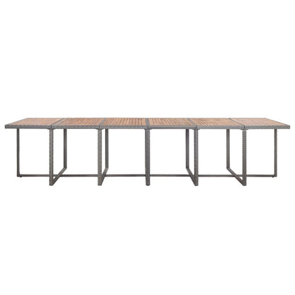 Set da Pranzo per Esterni 17 pz con Cuscini Polyrattan Grigio