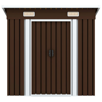Capanno Attrezzi da Giardino Marrone 194x121x181 cm in Acciaio