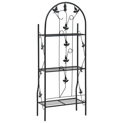 Supporto per Piante a 3 Livelli Nero 52x28x128 cm in Ferro
