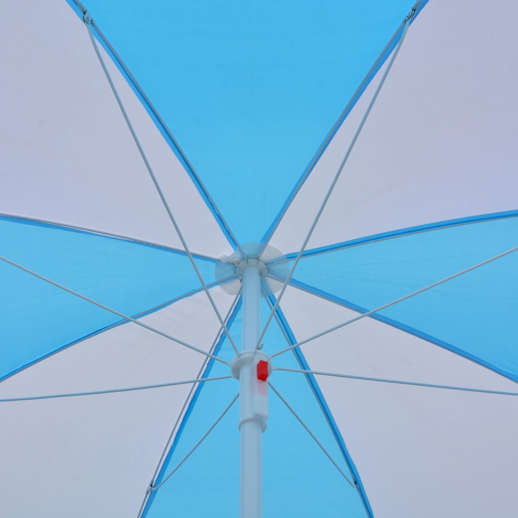 Ombrellone da Spiaggia Blu e Bianco 180 cm in Tessuto