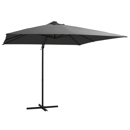 Ombrellone a Sbalzo con LED e Palo Acciaio 250x250 cm Antracite
