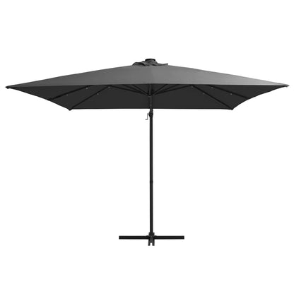 Ombrellone a Sbalzo con LED e Palo Acciaio 250x250 cm Antracite