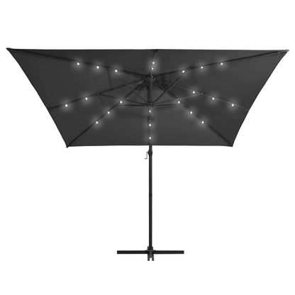 Ombrellone a Sbalzo con LED e Palo Acciaio 250x250 cm Antracite