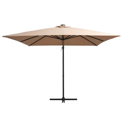 Ombrellone a Sbalzo con LED e Palo in Acciaio 250x250cm Tortora