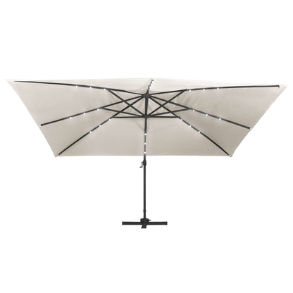 Ombrellone a Sbalzo con LED Palo in Alluminio 400x300 cm Sabbia