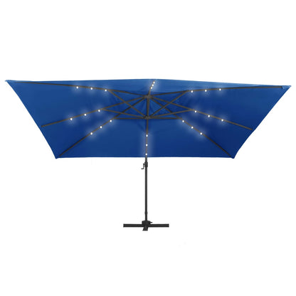 Ombrellone a Sbalzo con LED e Palo Alluminio 400x300 cm Azzurro