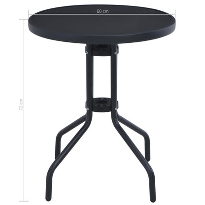 Tavolo da Giardino Nero 60 cm in Acciaio e Vetro