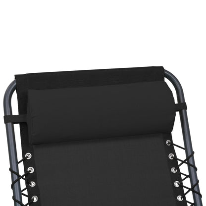 Poggiatesta per Sdraio Nero 40x7,5x15 cm in Textilene