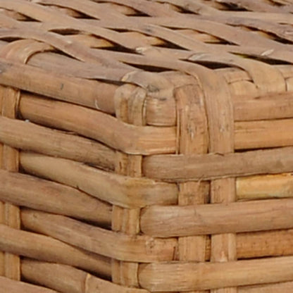 Poggiapiedi con Cuscino in Rattan Naturale