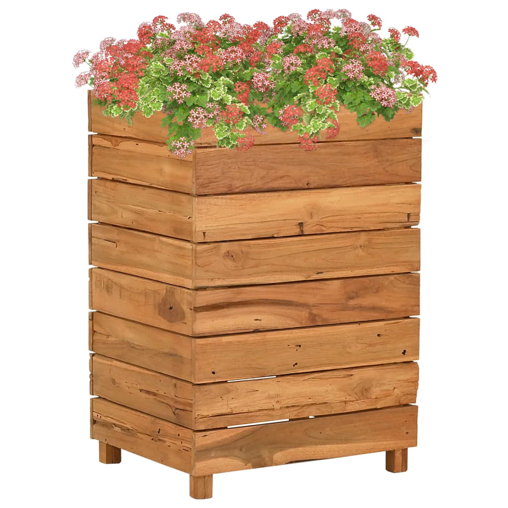 Letto Rialzato 50x40x72 cm Legno di Teak di Recupero e Acciaio