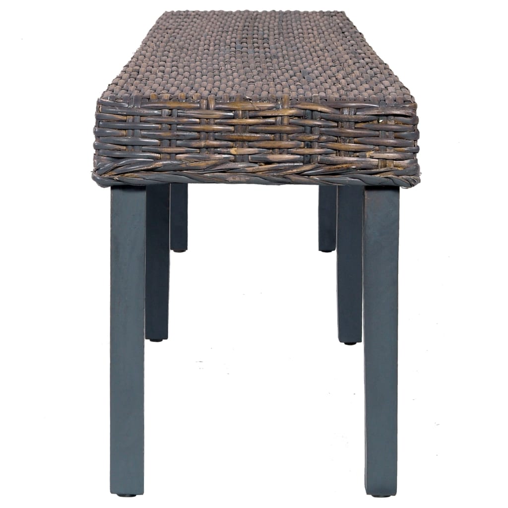 Panca 160 cm Grigia in Rattan Naturale Kubu e Massello di Mango