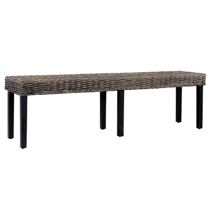 Panca 160 cm Nera in Rattan Naturale Kubu e Massello di Mango