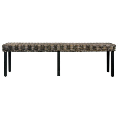 Panca 160 cm Nera in Rattan Naturale Kubu e Massello di Mango